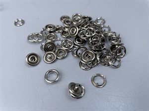Jersey trykknap - sølv, 9,5 mm (pakke med ca 20 stk)
